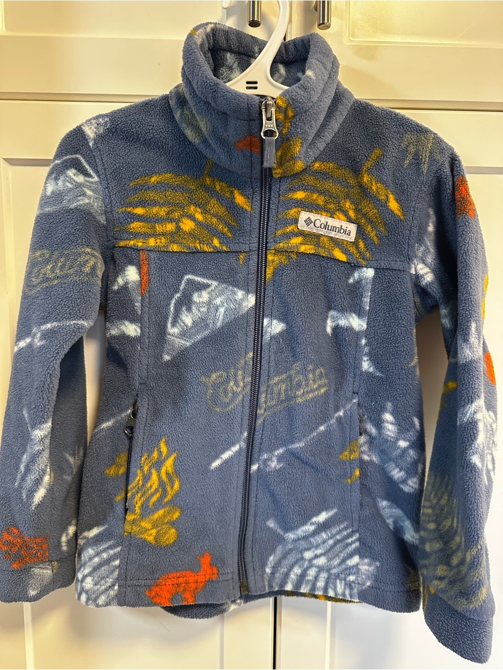 Columbia Kids Blue Fleece Jacket with Yellow & Orange Accents